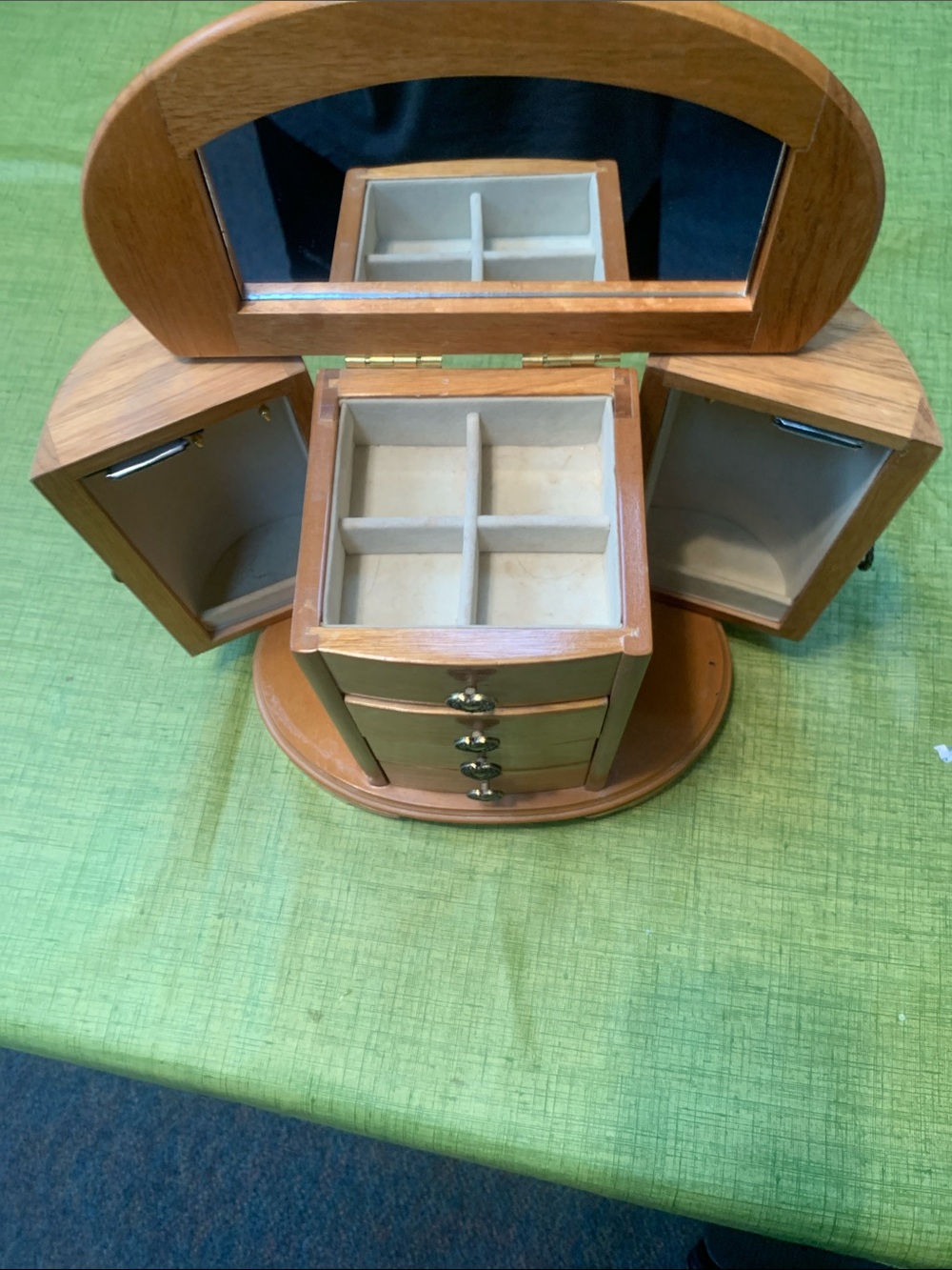 Wooden Jewelry Organizer Box with Mirror - Brown